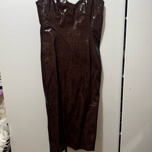 Elegant Brown Strapless Dress